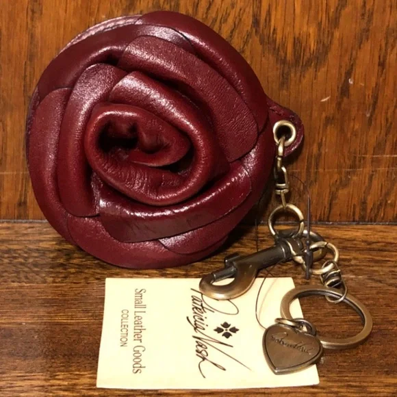 NWT-Patricia Nash-SET-Borriana Rose Crossbody &Mirror Fob Bag Charm-Oxblood-$198 - Picture 11 of 16